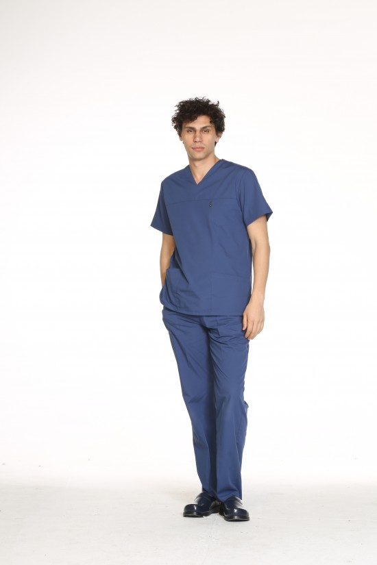 Erkek Doktor Nöbet Takımı İndigo Terycotton