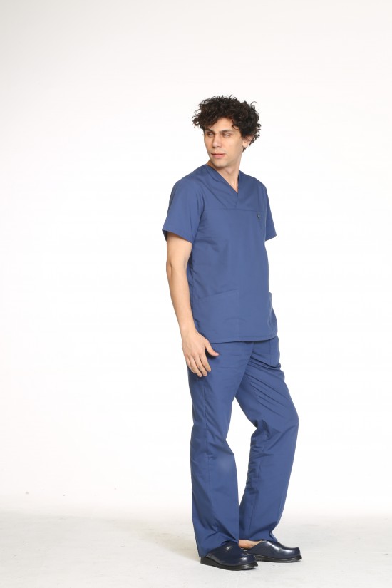 Erkek Doktor Nöbet Takımı İndigo Terycotton