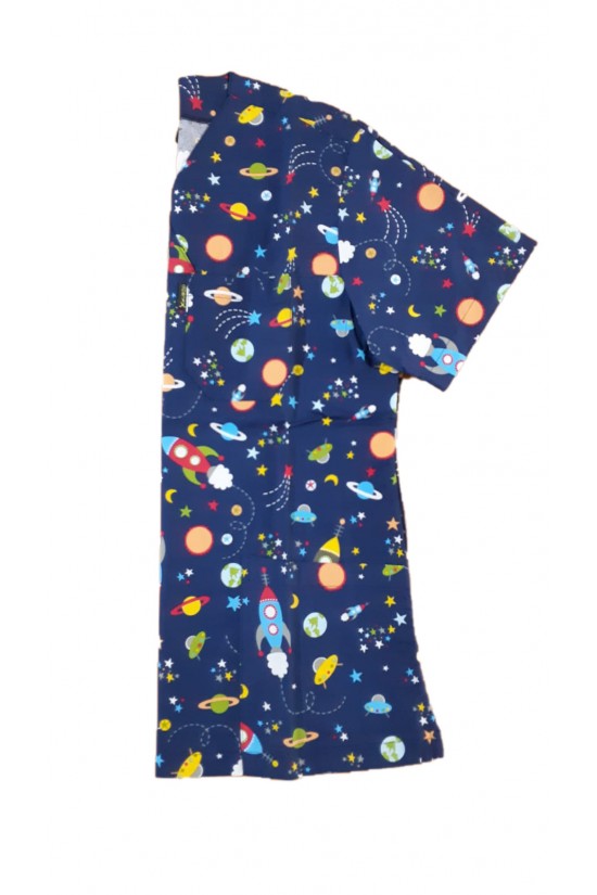 Cerrahi Desenli Üst Üniforma Lacivert Gezegen Pamuk