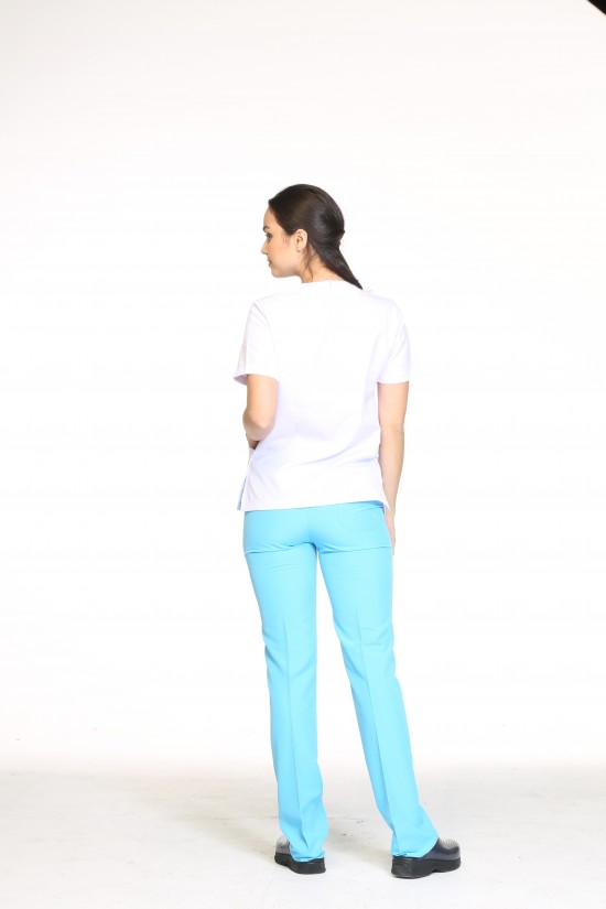 Hemşire Üst Forma Turkuaz Biye Alpaka