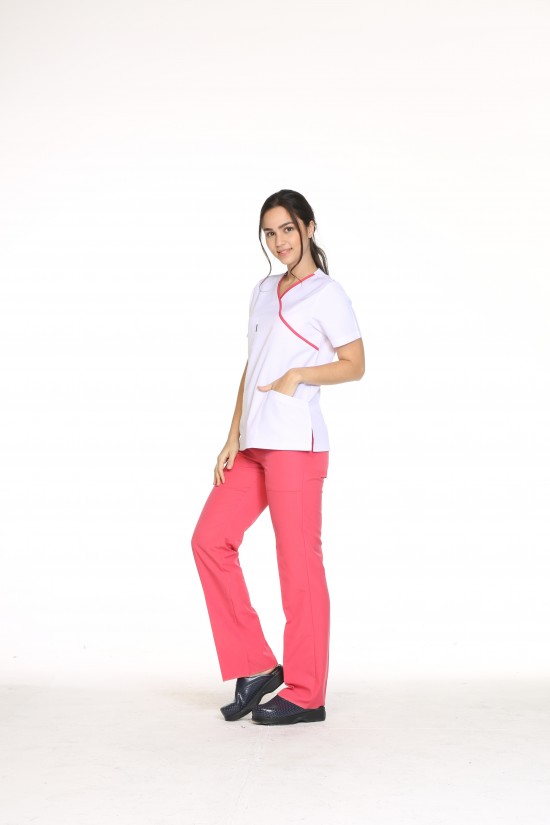 Hemşire Üst Forma Nar Çiceği Biye Alpaka