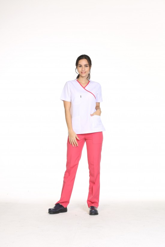 Hemşire Üst Forma Nar Çiceği Biye Alpaka