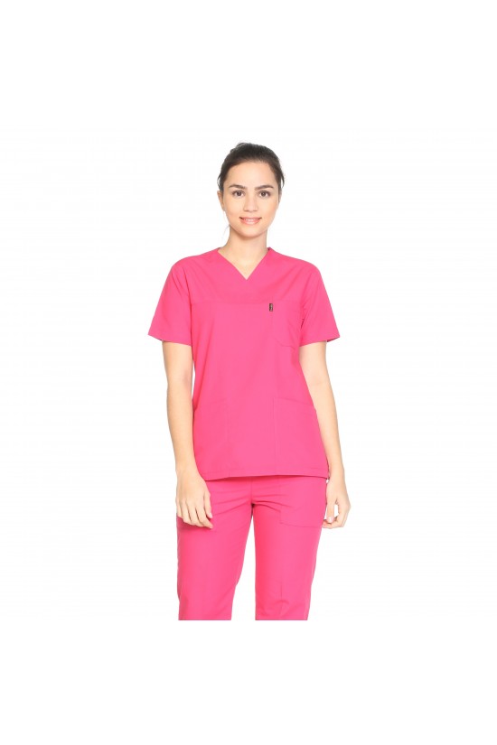 Scrubs Üst Üniforma Fuşya