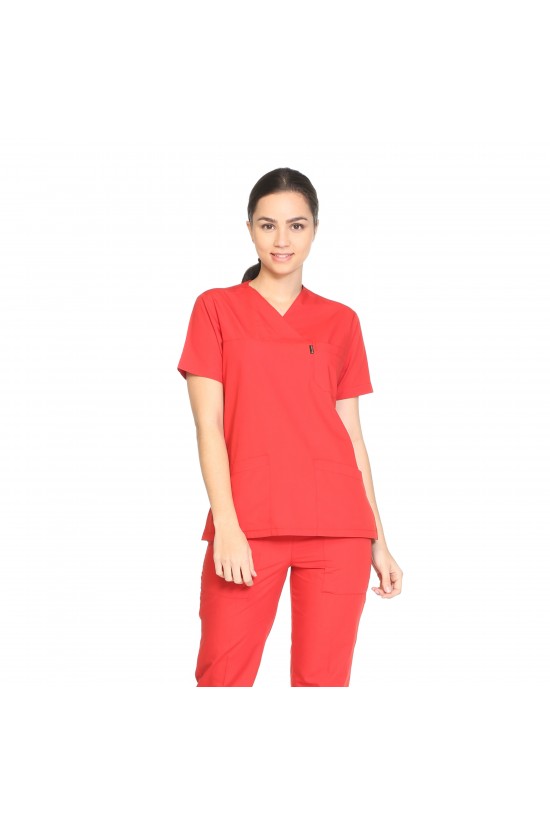 Tek Üst Hemşire Uniforması Kırmızı