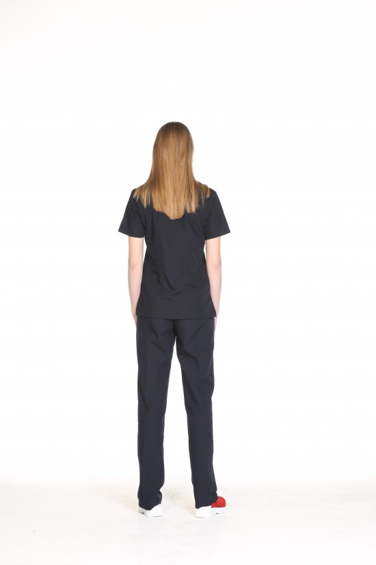 Hemşire Forması Kare Yaka Lacivert Terycotton