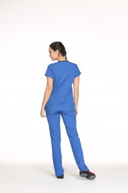 Yarasa Koll Hemşire Forması Saks Mavi