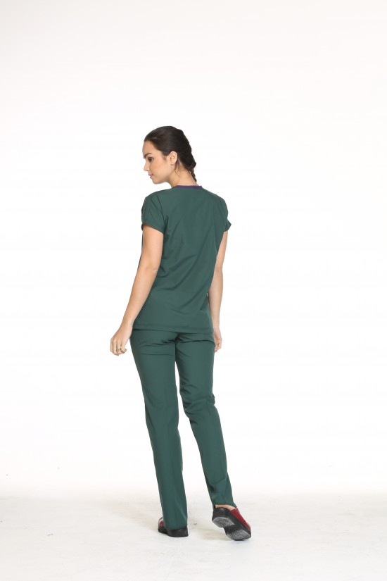 Kadın Cerrahi Forma Yarasa Kol Avcı Yeşili Terycotton