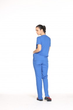 Hemşire Doktor Uniforma Saks Mavi Terycotton