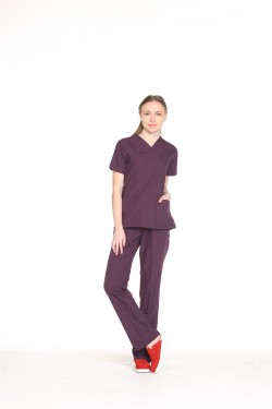 Hemşire Nöbet Takımı Mürdüm Terycotton