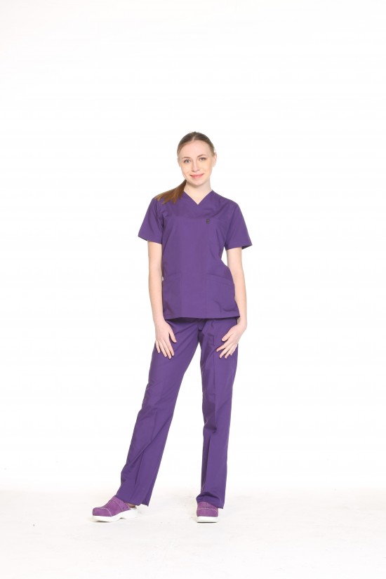 Kadın Doktor Uniforma Mor Terycotton