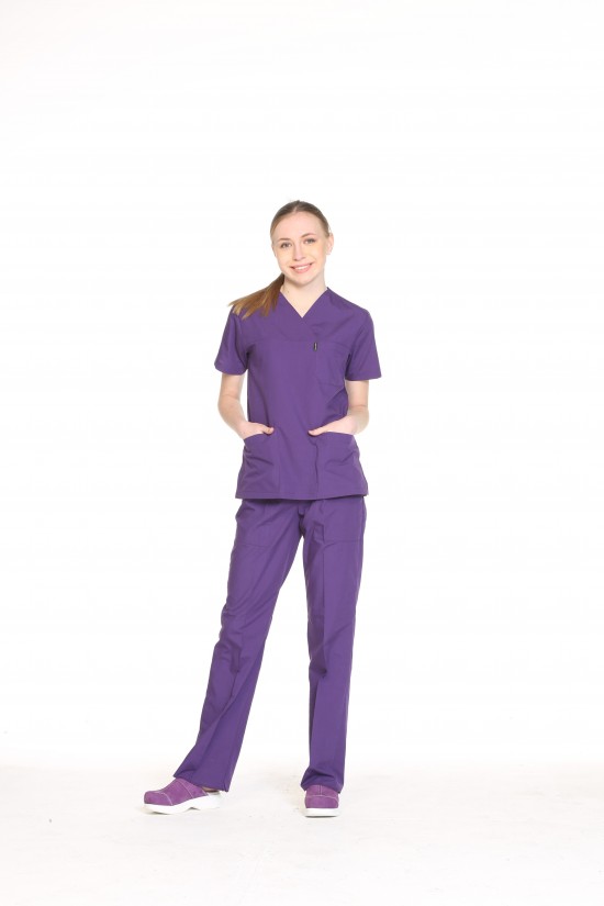 Kadın Doktor Uniforma Mor Terycotton