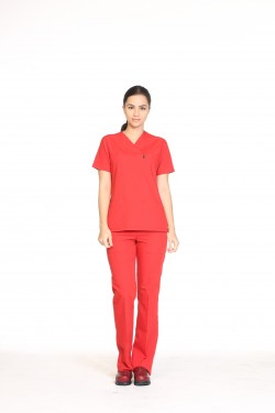 Doktor Uniforma Kırmızı Terycotton