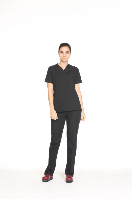 Kadın Doktor Uniforması Siyah Terycotton