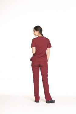Likralı Scrubs Bordo