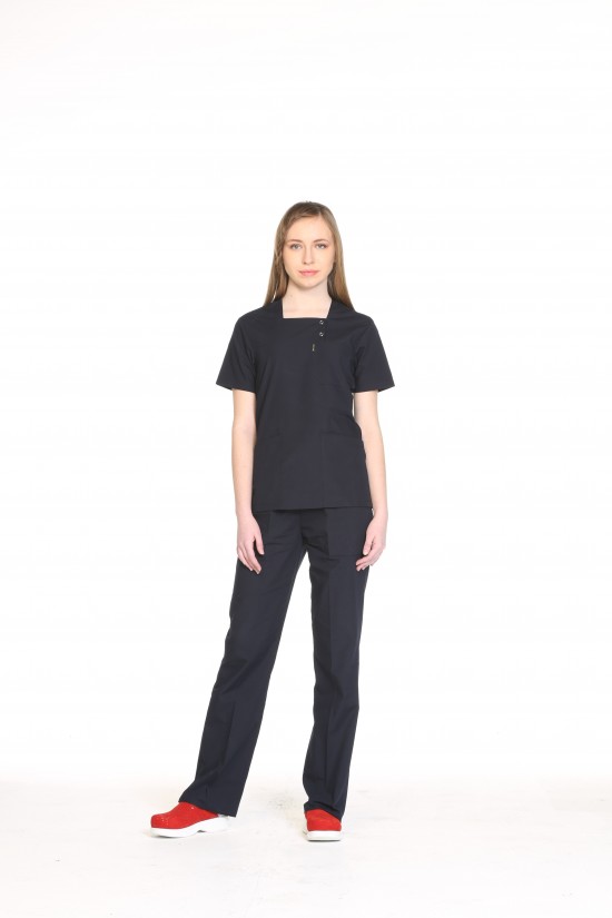 Hemşire Forması Kare Yaka Lacivert