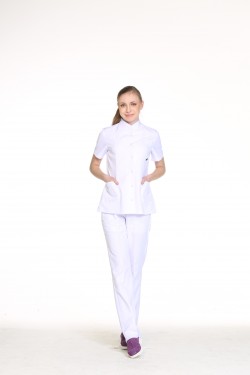 Hemşire Forması Beyaz Hakim Yaka 