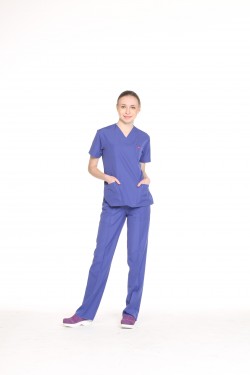 Hemşire Doktor Uniforması Mor Alpaka