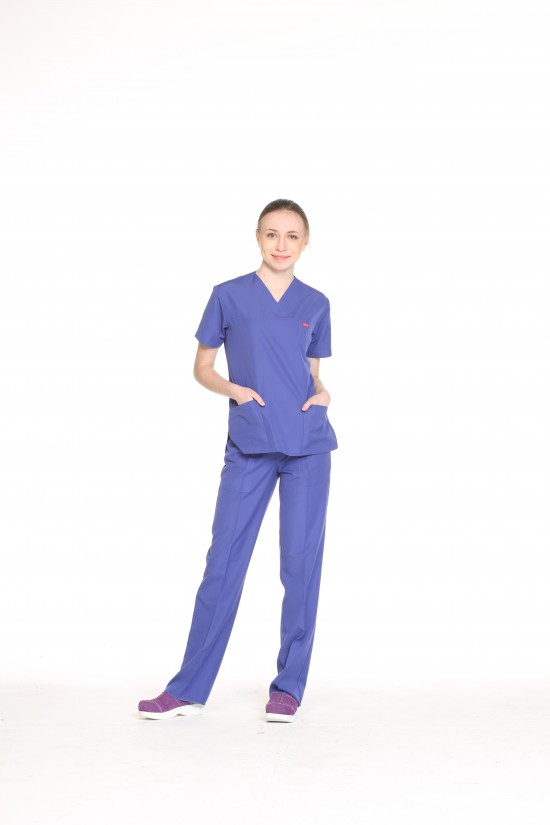 Hemşire Doktor Uniforması Mor Alpaka