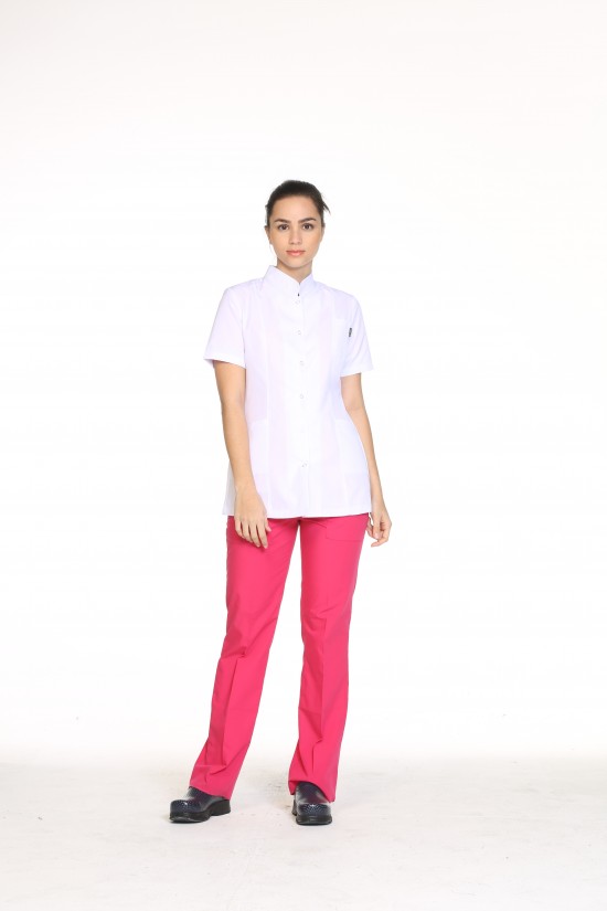 Beyaz Önlük Kısa Kollu Hakim Yaka