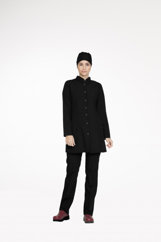 Tesettür Hemşire Forması Siyah Terycotton 