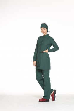 Tesettür Hemşire Forması Avcı Yeşili Terycotton